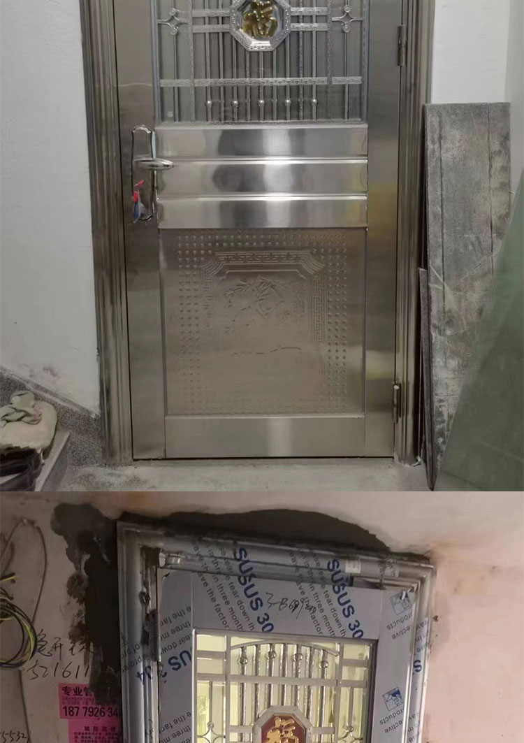 304不锈钢单门半玻阳台门进户防盗门出租屋入户门农村大门工程门(图6)