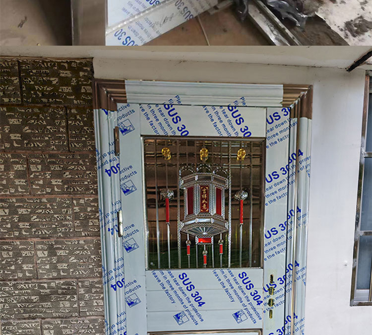 304不锈钢单门半玻阳台门进户防盗门出租屋入户门农村大门工程门(图9)