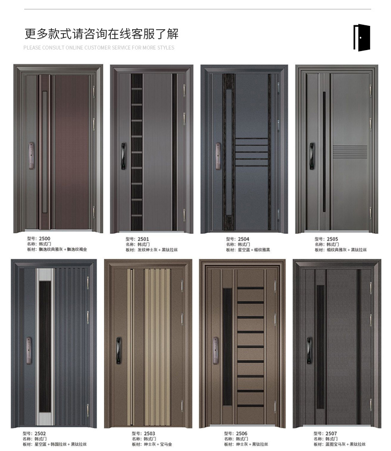 304不锈钢入户单门中式雕花韩式门中门别墅通风进户子母防盗大门(图5)