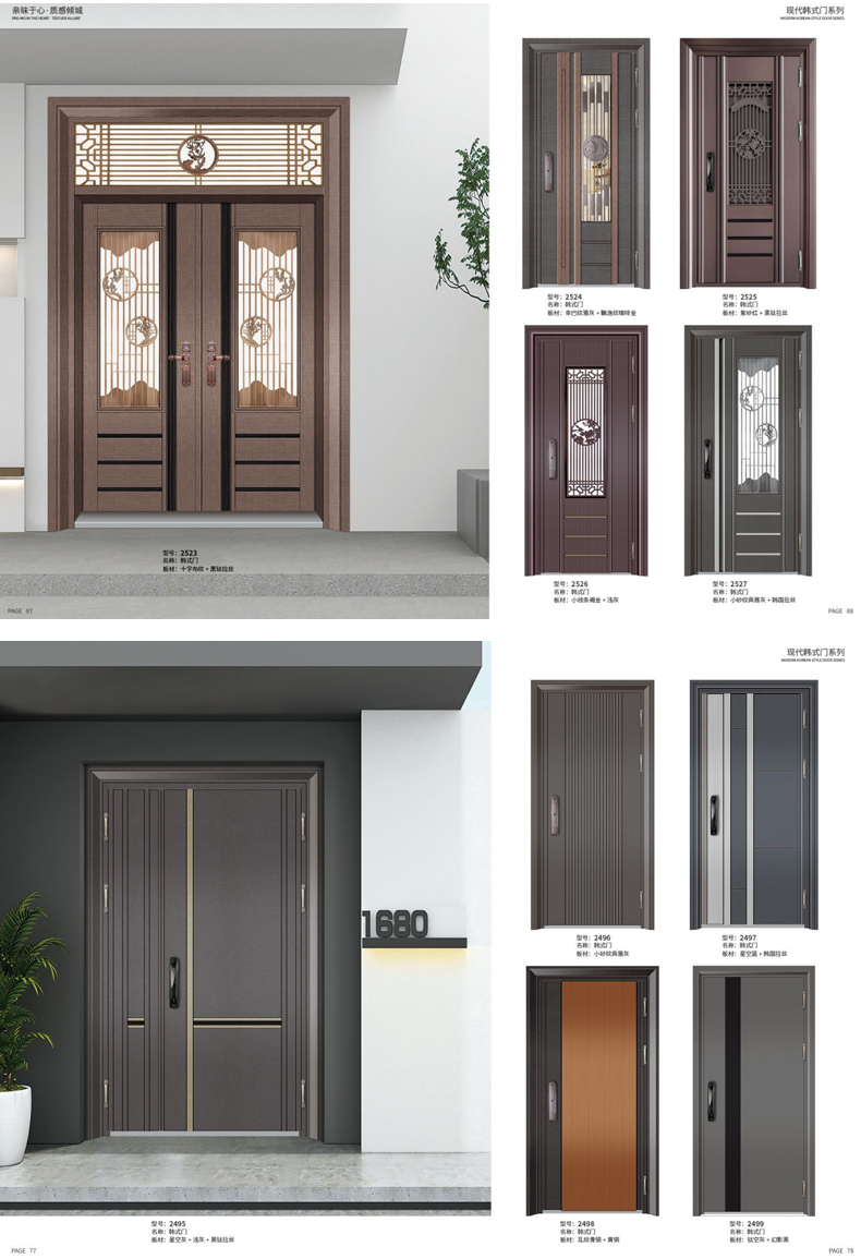 304不锈钢入户单门中式雕花韩式门中门别墅通风进户子母防盗大门(图8)