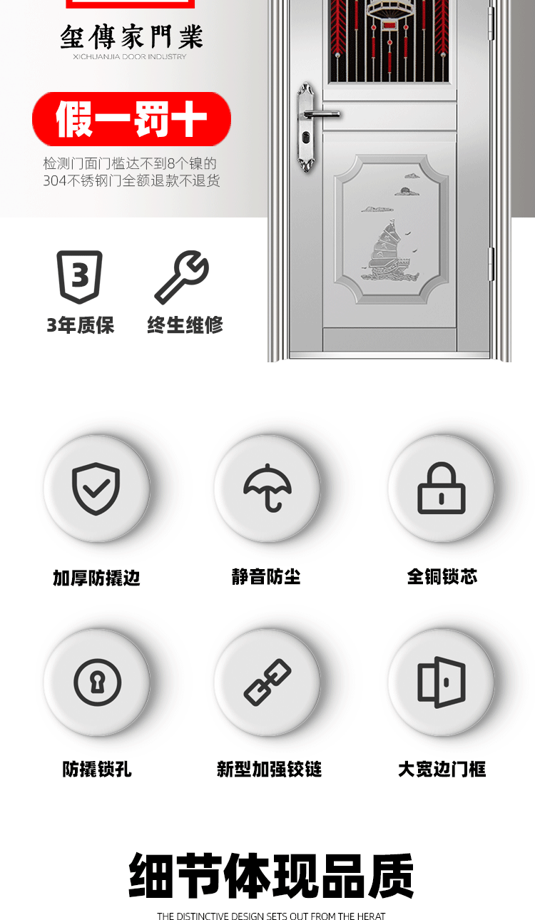 不锈钢门防盗门家用商用农村自建房大门进户门宿舍门厂家直销(图4)