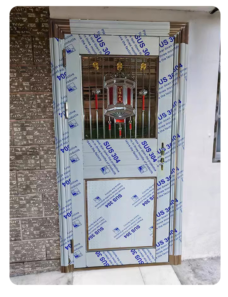 304不锈钢单门半玻阳台门进户防盗门出租屋入户门农村大门工程门(图9)