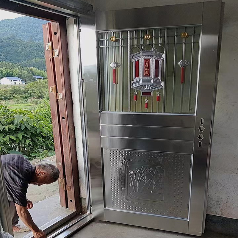 304不锈钢门加厚进户防盗门楼顶阳台门出租屋房门农村双开门定制(图7)