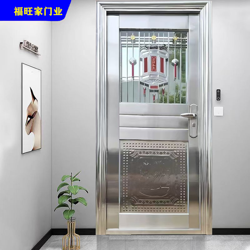 304不锈钢门加厚进户防盗门楼顶阳台门出租屋房门农村双开门定制(图3)