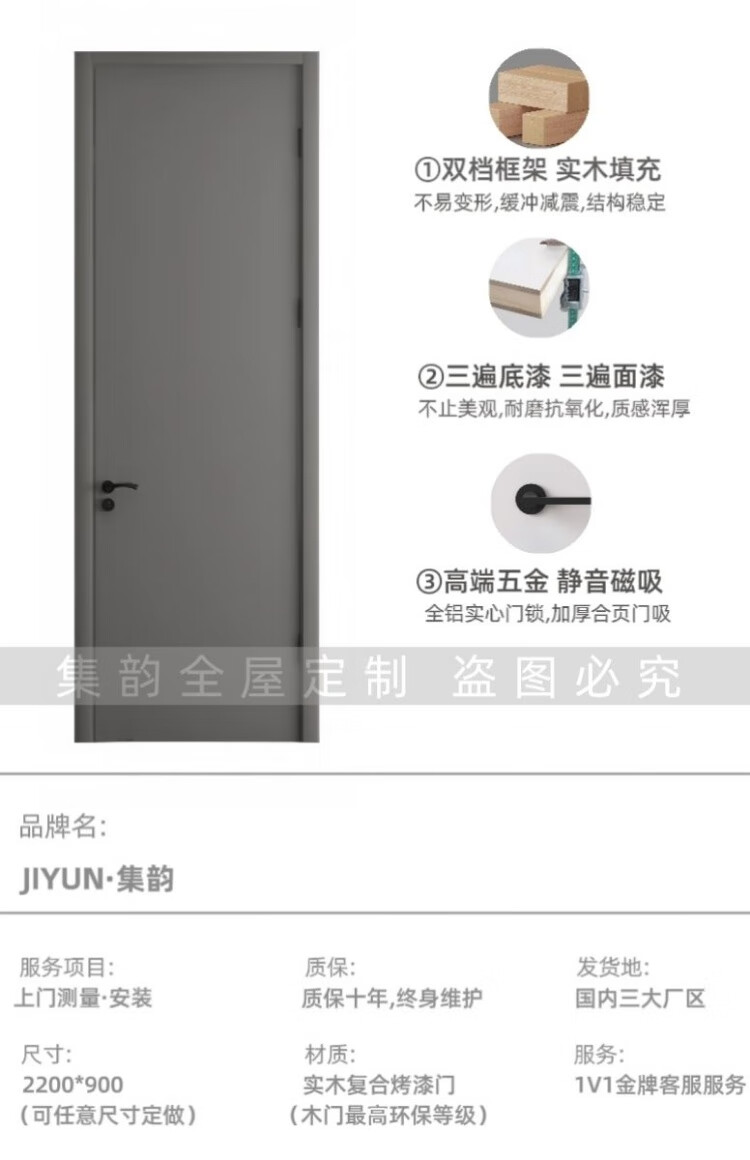 [上门服务]静音木门实木复合烤漆门室内门卧室门套装门实木门房间(图6)