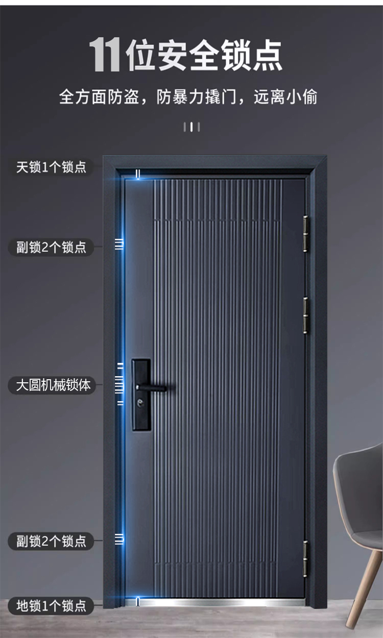 家用钢质门定制进户房间入户防盗门安全工程仿铜保温烤漆钢制大门(图13)