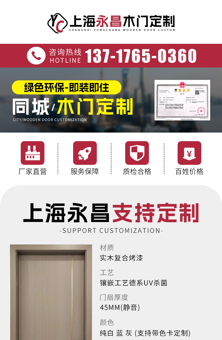 上海卧室门实木复合多层烤漆门免漆门定做 实木门定制室内门包安.(图3)