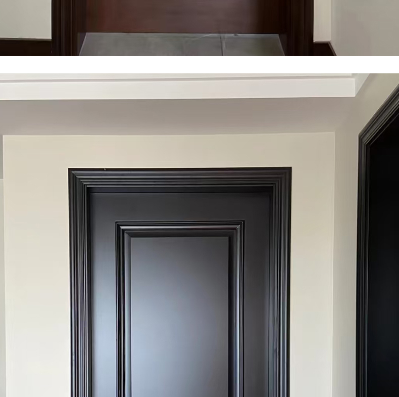 新中式法式实木门房间门胡桃木色中古风室内门静音烤漆门原木门(图11)