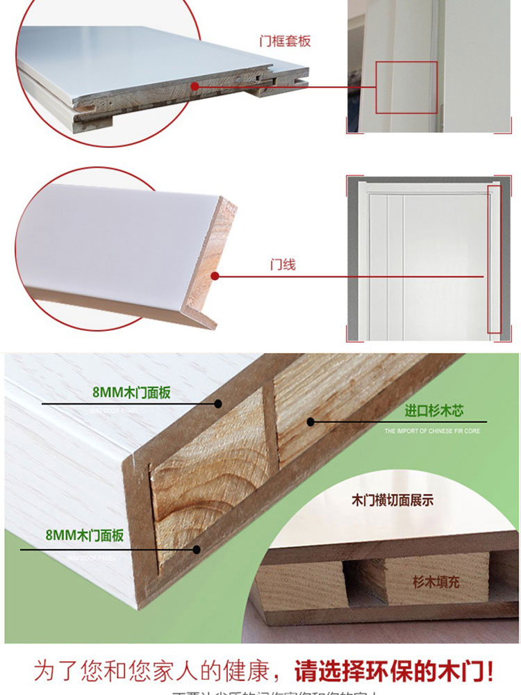 室内套装门卧室木门实木复合简约白色房门定做门烤漆门欧式家用(图3)