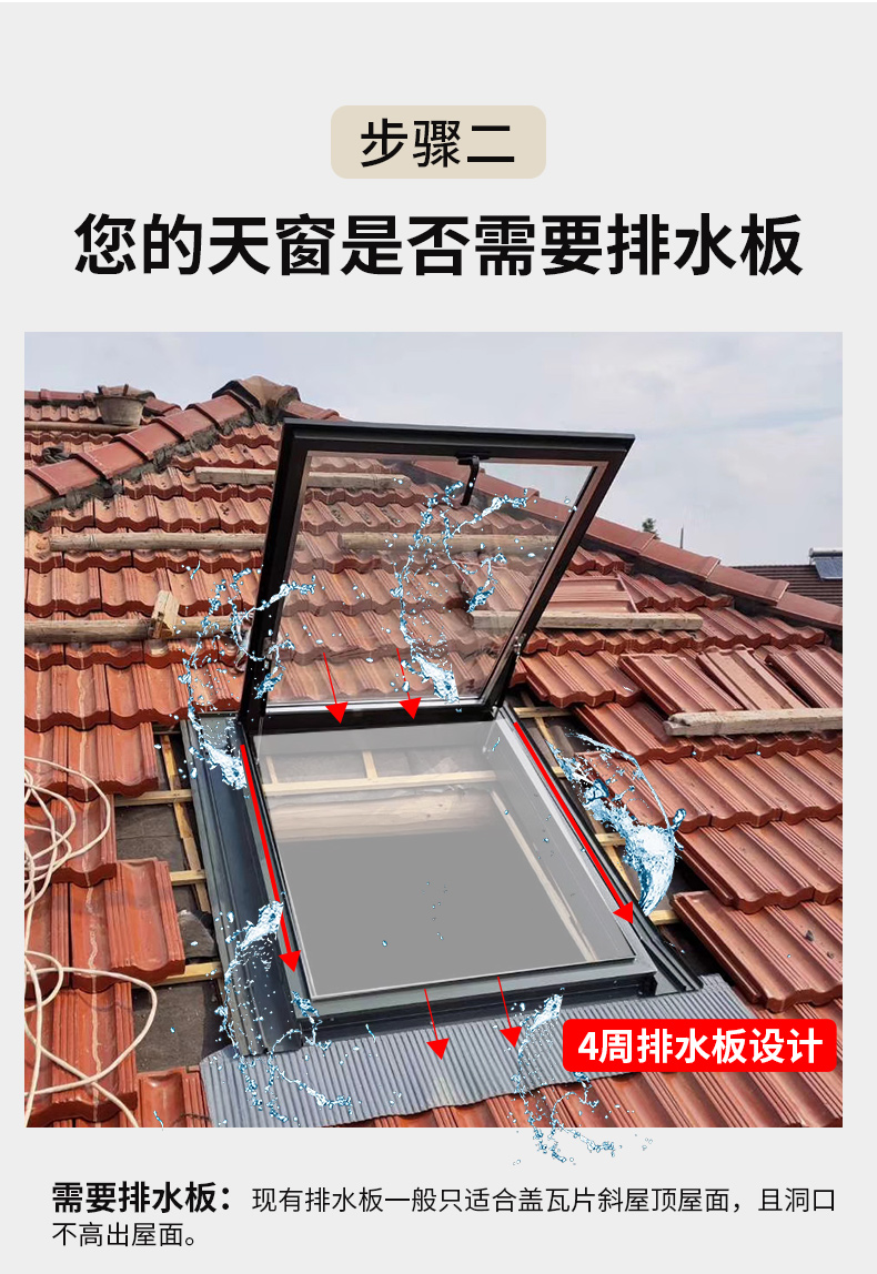 铝合金斜平面电动天窗屋顶楼顶盖阁楼阳光房地下采光井老虎窗定制(图18)