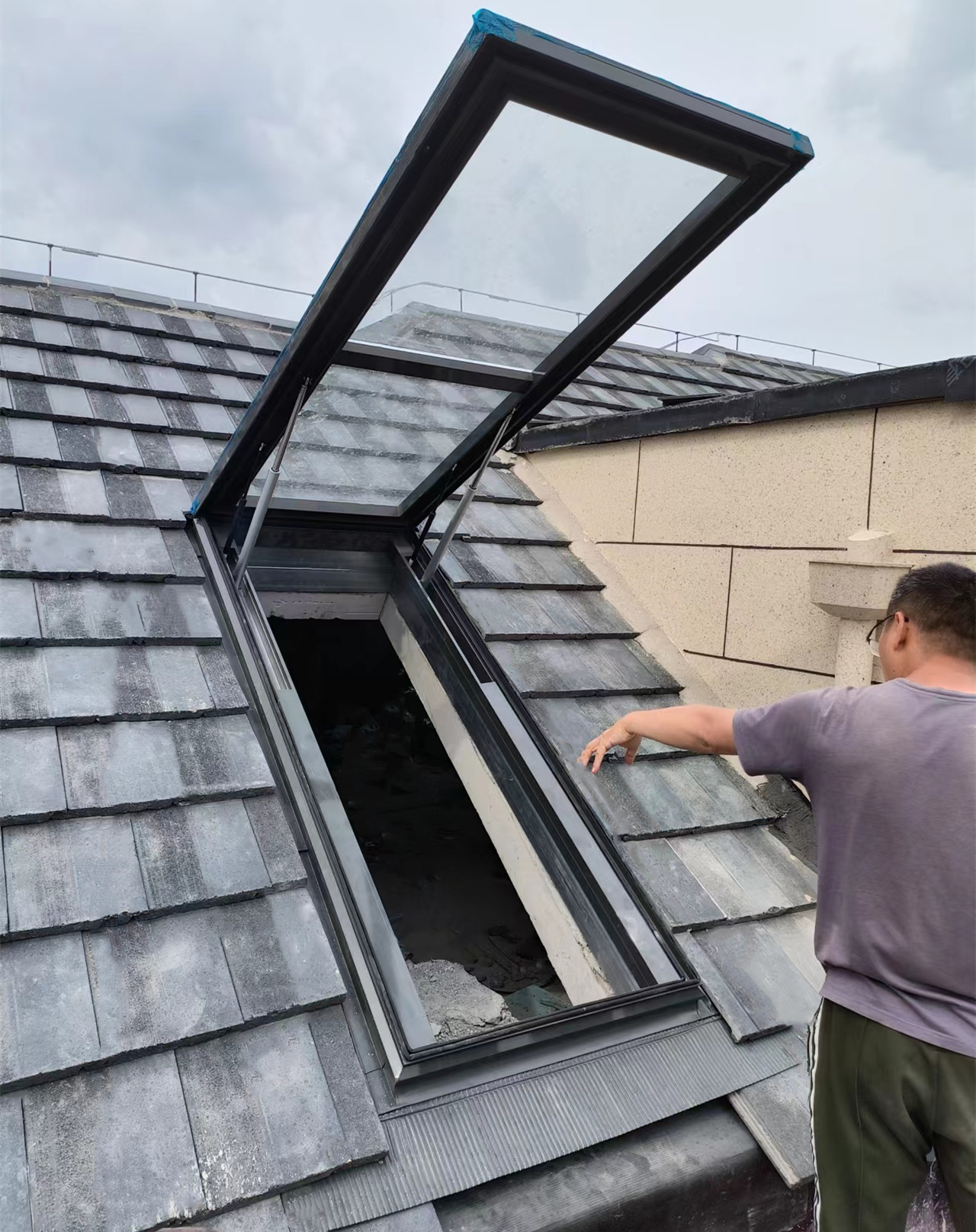 加厚铝合金斜屋顶天窗阳光房中空玻璃阁楼窗定制电动地下室采光井(图13)