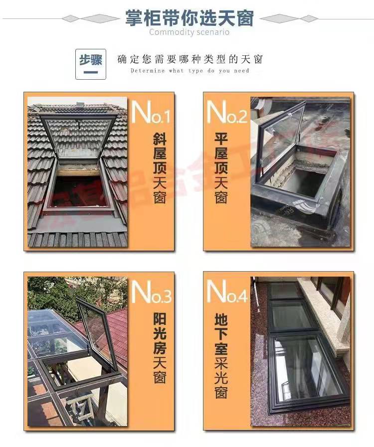 平屋顶阳光房检修口天窗地下采光井阁楼电动天窗水泥斜屋面老虎窗(图17)