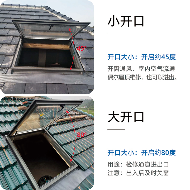 加厚铝合金斜屋顶天窗阳光房中空玻璃阁楼窗定制电动地下室采光井(图5)