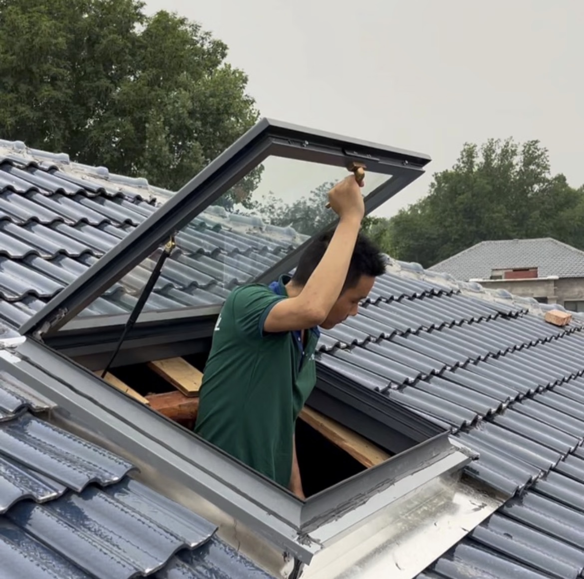 自建房全套铝合金瓦片屋顶专用手动天窗斜屋顶阁楼天窗无需做防水(图9)