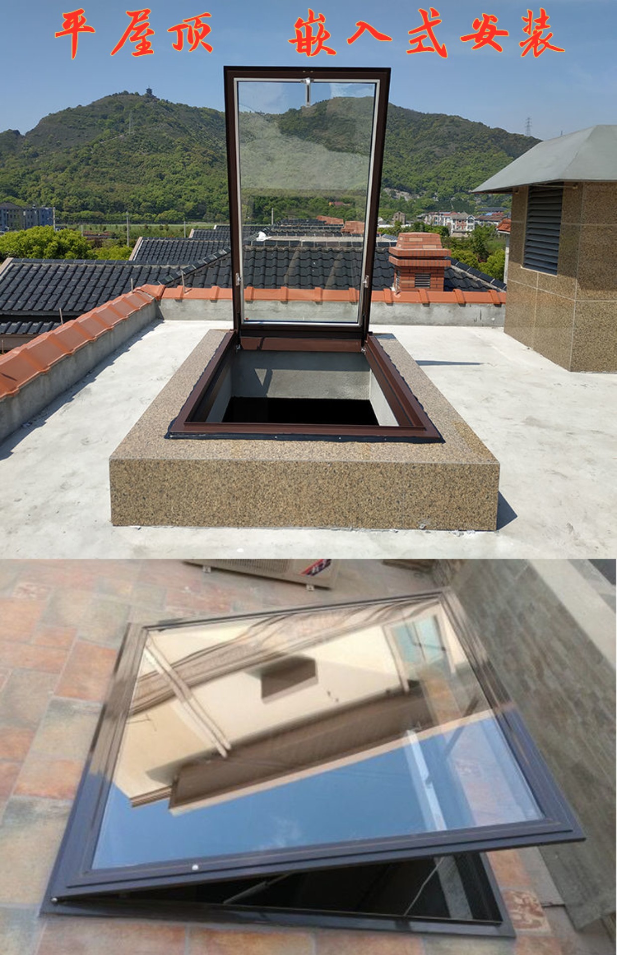 铝合金斜木屋顶阁楼天窗定制平屋面阳光房手动电动窗楼顶采光通风(图20)
