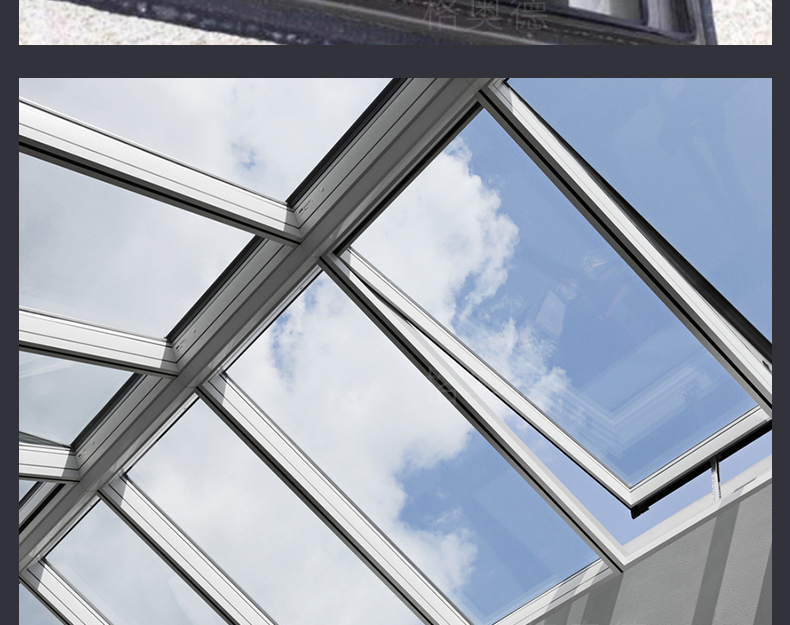 智能电动天窗铝合金斜平屋顶阁楼平移天窗地下室采光井阳光房天窗(图35)