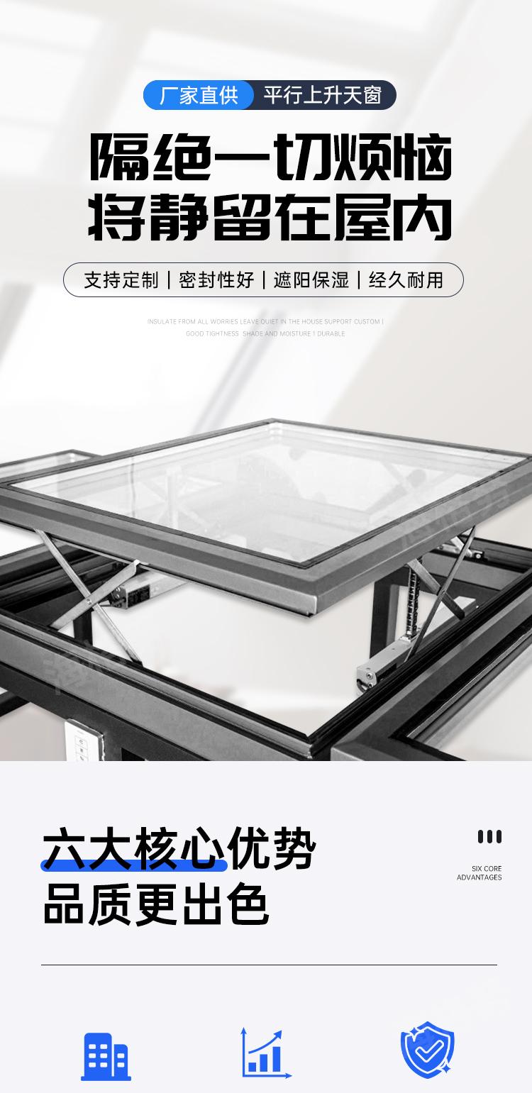 屋面铝合金高端天窗楼顶天窗阁楼阳光房通风地下室采光井电动天窗(图1)