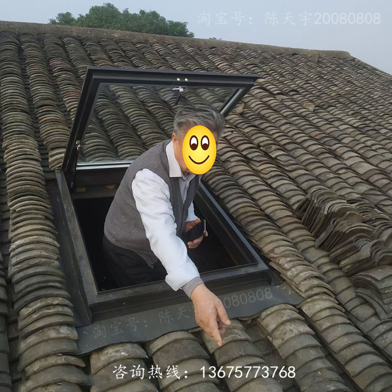 加厚铝合金斜坡屋顶天窗木头房顶阁楼老虎窗平屋面阳光房手动电动(图27)