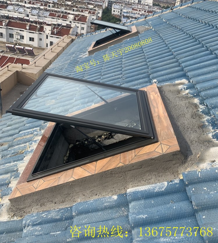加厚铝合金斜坡屋顶天窗木头房顶阁楼老虎窗平屋面阳光房手动电动(图33)