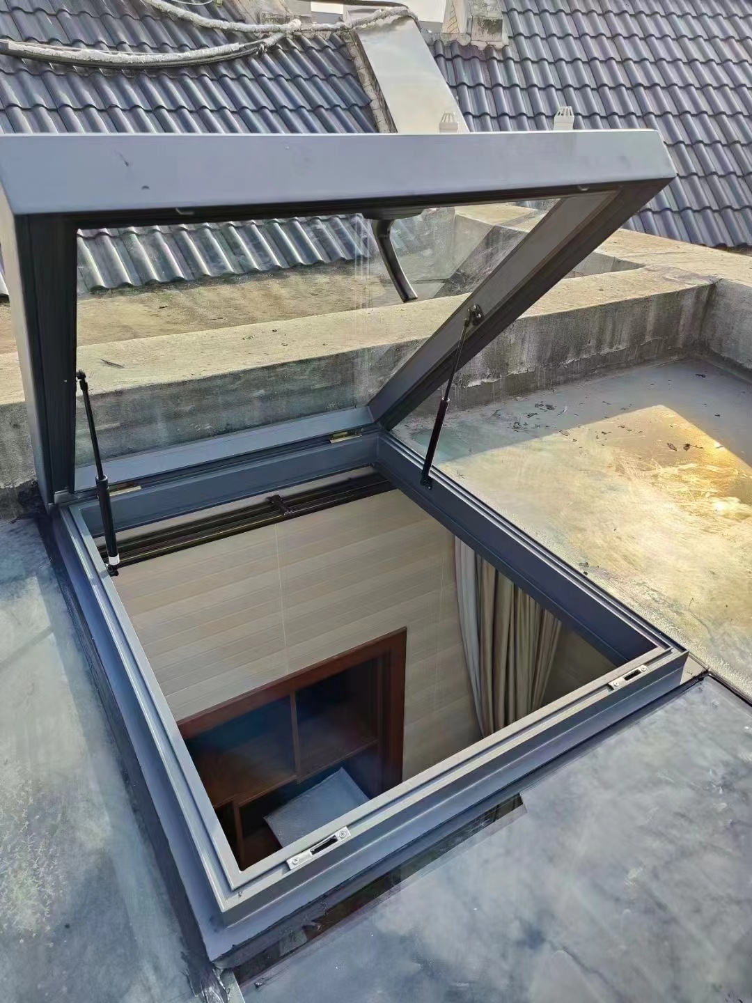 电动智能天窗别墅阳光房斜屋顶阁楼采光井老虎窗铝合金天窗平移(图16)