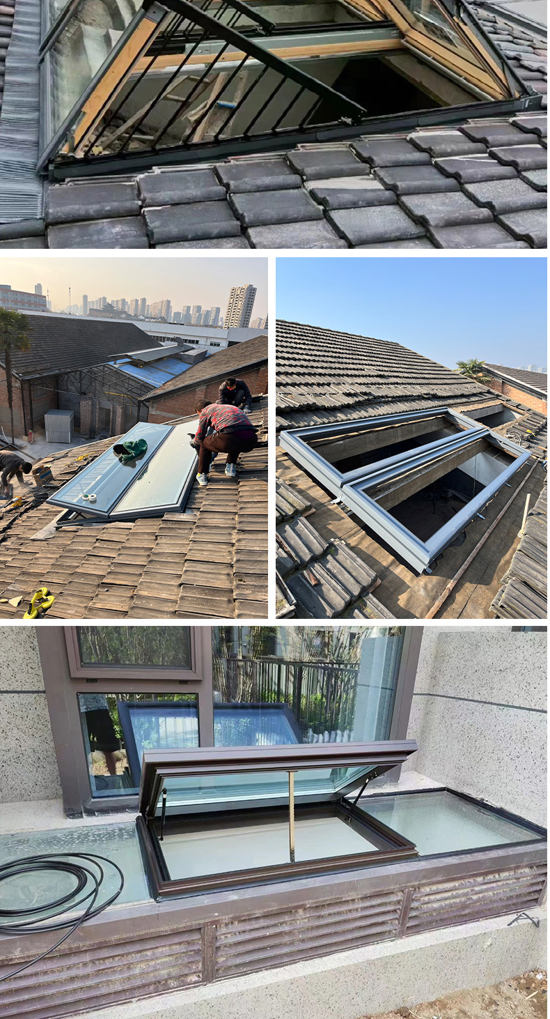 电动天窗铝合金推拉窗楼顶屋顶平移老虎窗阳光房地下室采光口天窗(图9)