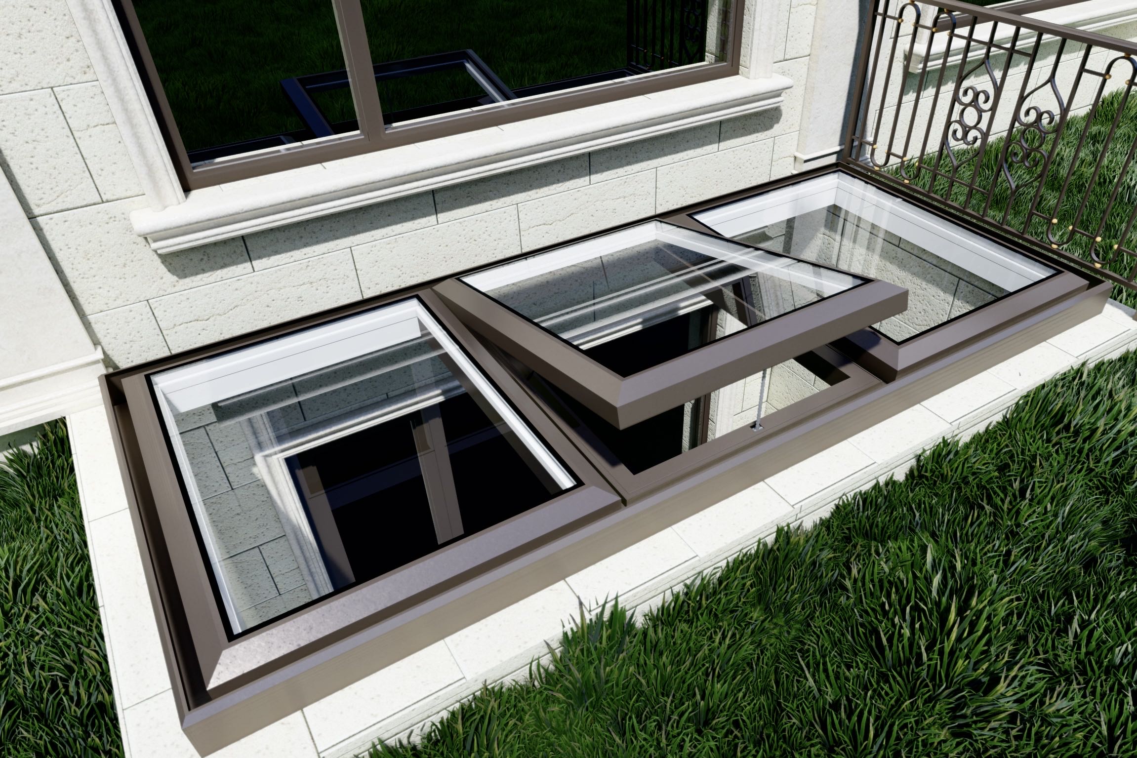 电动智能天窗别墅阳光房斜屋顶阁楼采光井老虎窗铝合金天窗平移(图15)