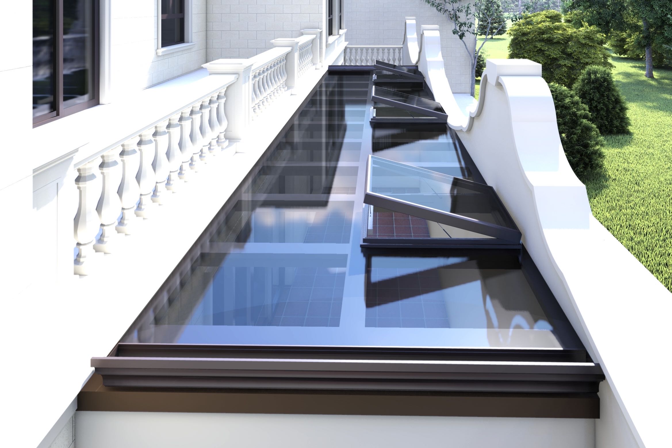 电动智能天窗别墅阳光房斜屋顶阁楼采光井老虎窗铝合金天窗平移(图20)