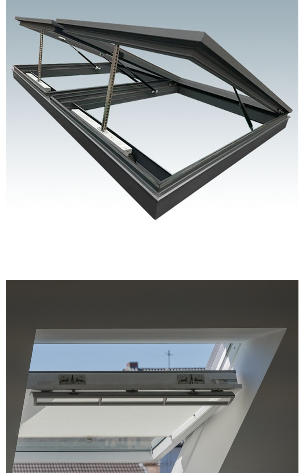 电动屋顶天窗地下室加厚铝合金阳光房采光井斜屋顶阁楼老虎窗天窗(图8)