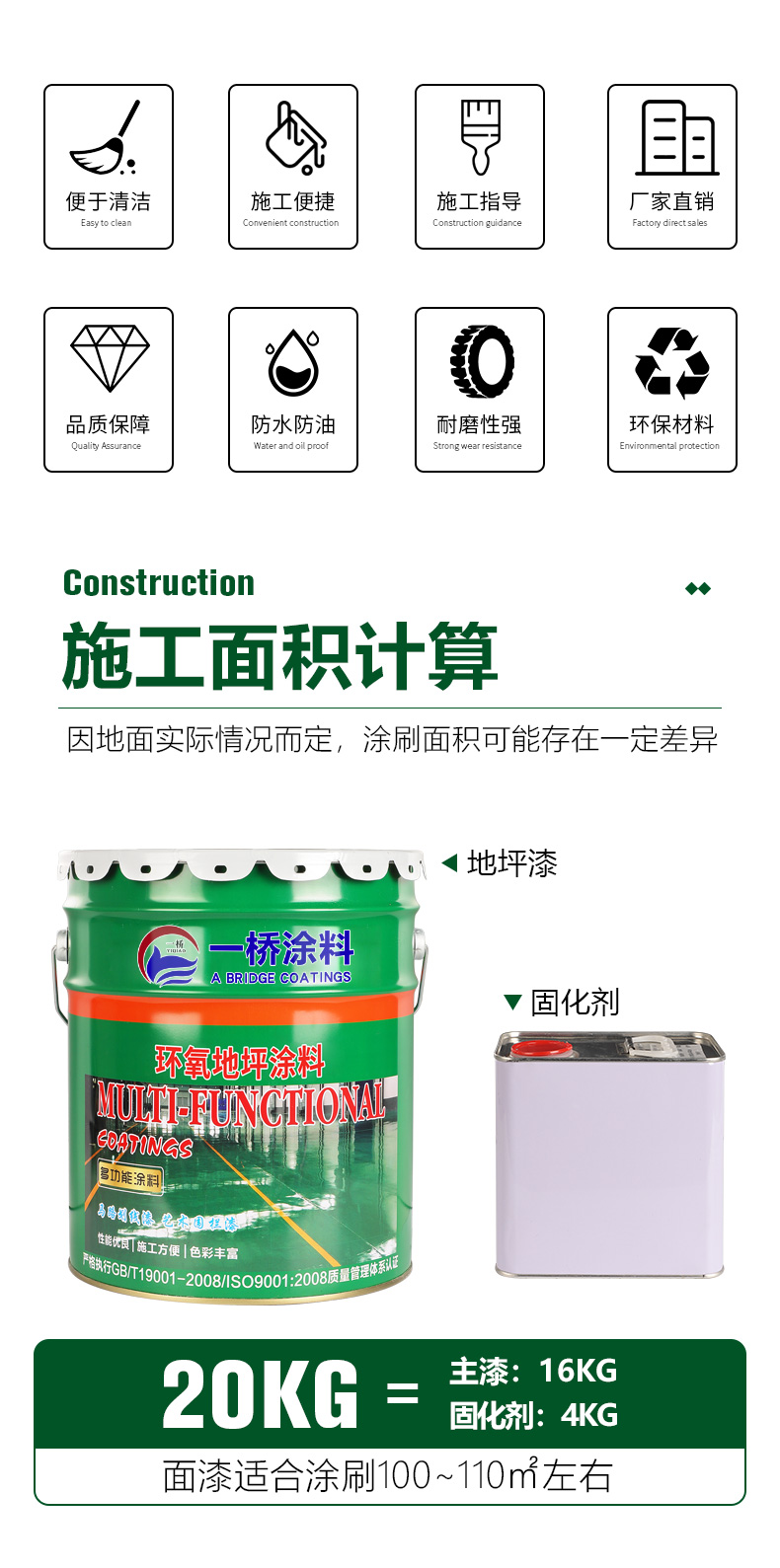 厂房环氧树脂地坪漆水泥地面漆防水耐磨地板漆自流平室内家用油漆(图5)