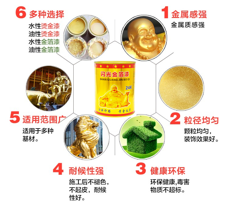 金漆金箔漆水性油性金色油漆金粉漆牌匾石膏线广告石碑金漆24K金(图8)