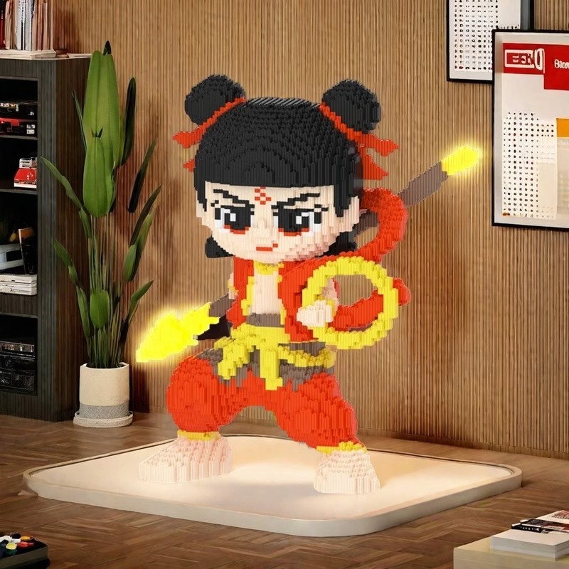 2025新款正版授权哪吒熬炳积木串联大颗立体摆件男女生日礼物摆件(图6)