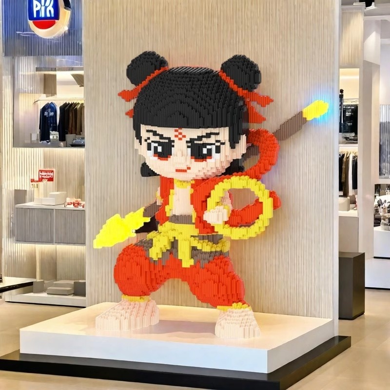 2025新款正版授权哪吒熬炳积木串联大颗立体摆件男女生日礼物摆件(图5)
