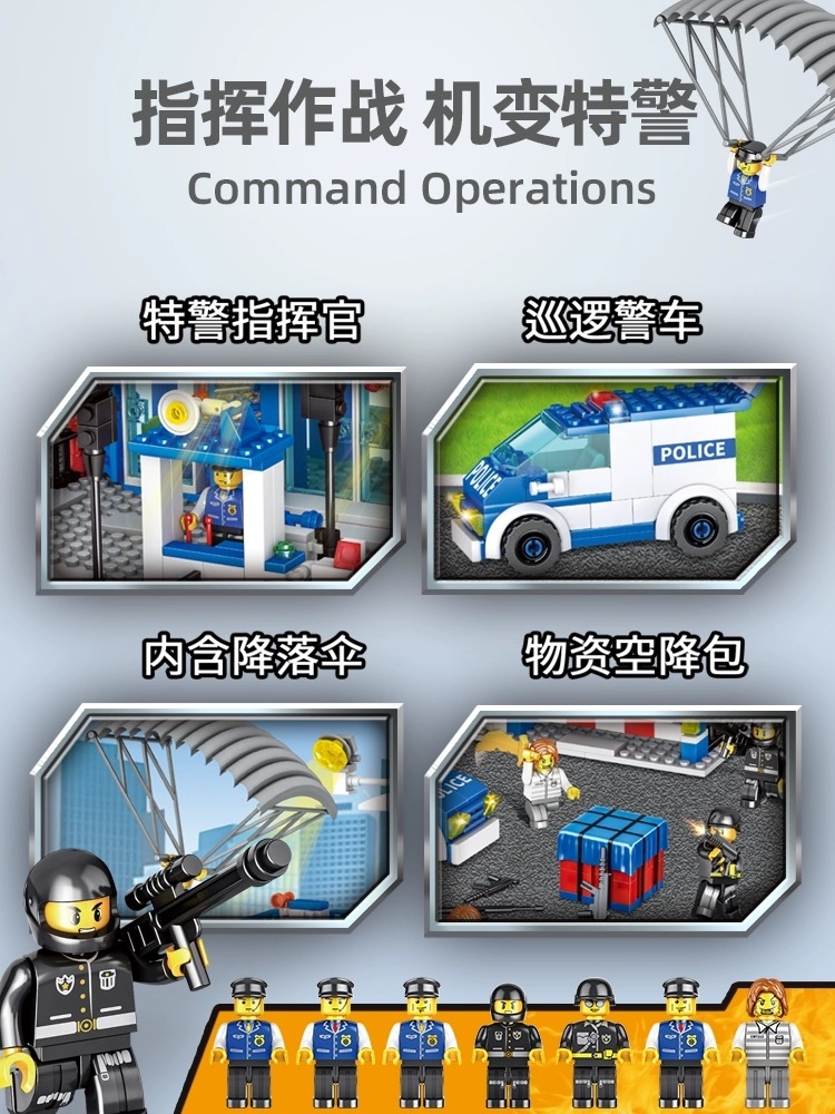 乐2025高积木男孩子益智拼装军事消防警察局10岁儿童汽车系列玩具(图7)