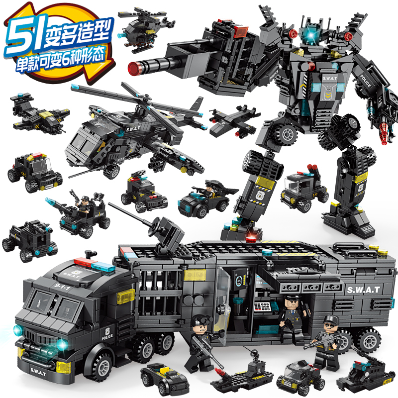 乐2025高积木男孩子益智拼装军事消防警察局10岁儿童汽车系列玩具(图23)