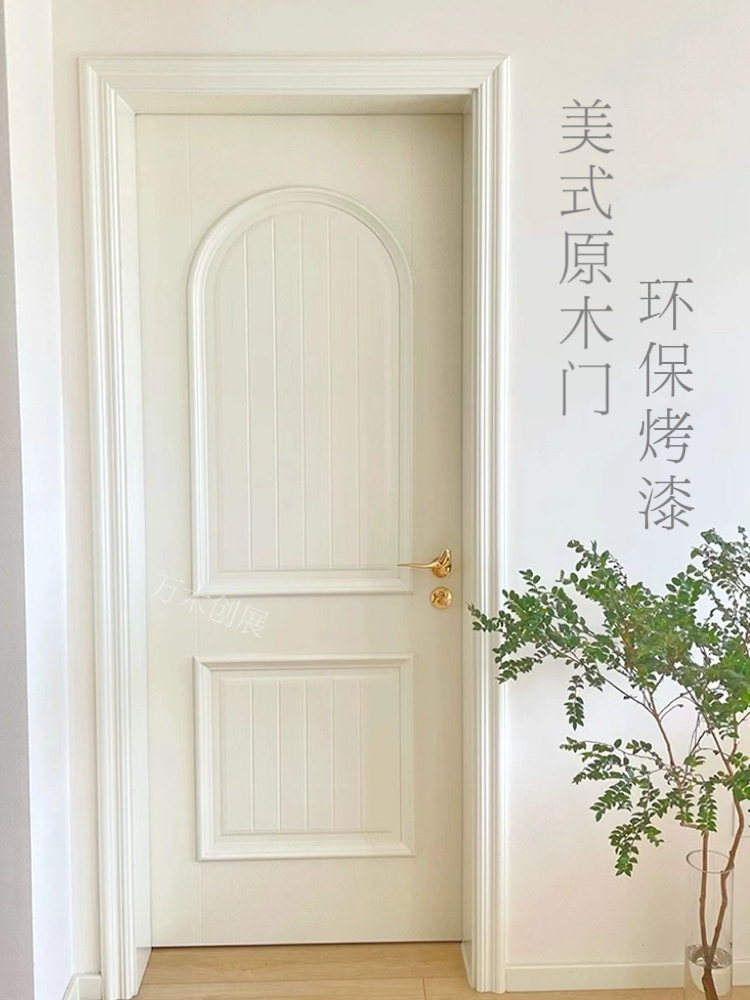 佛山工厂直销美式木门轻美式卧室门法式奶油白色烤漆门橡木烤漆门(图7)