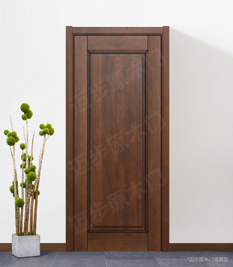 迈步原木门红胡桃纯实木烤漆门房间室内门环保卧室门新中式门定制(图21)