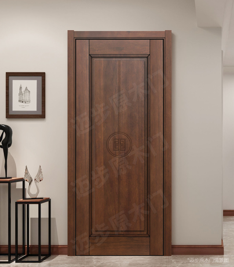 迈步原木门红胡桃纯实木烤漆门房间室内门环保卧室门新中式门定制(图23)