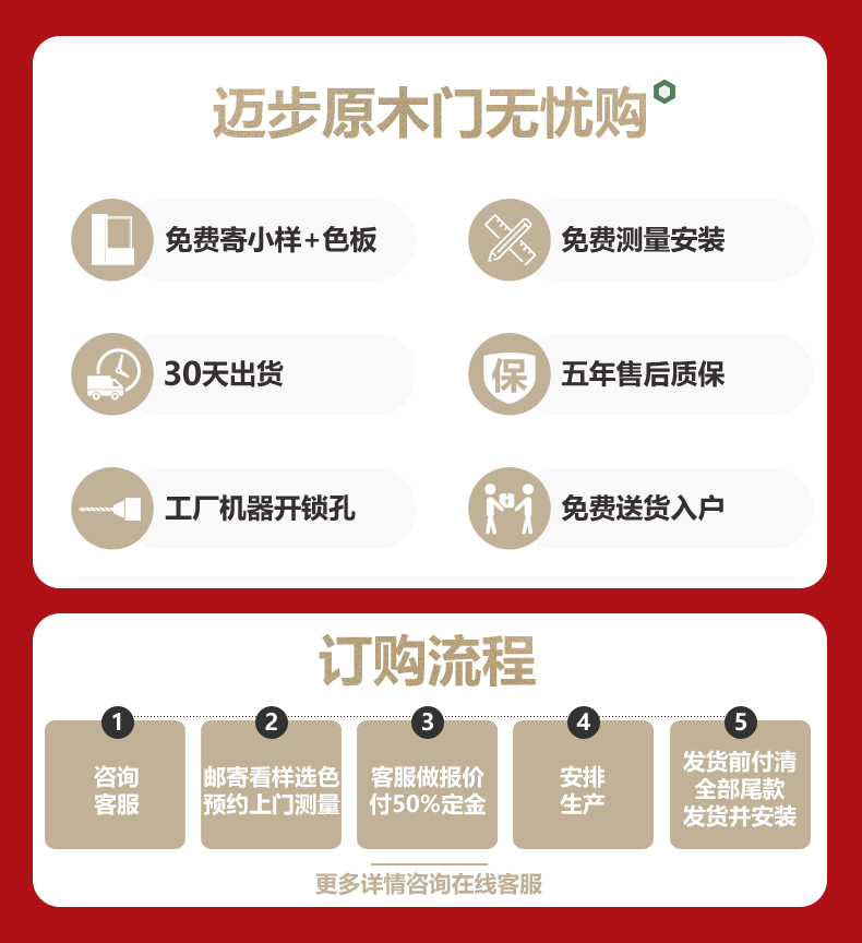 迈步原木门红胡桃纯实木烤漆门房间室内门环保卧室门新中式门定制(图4)
