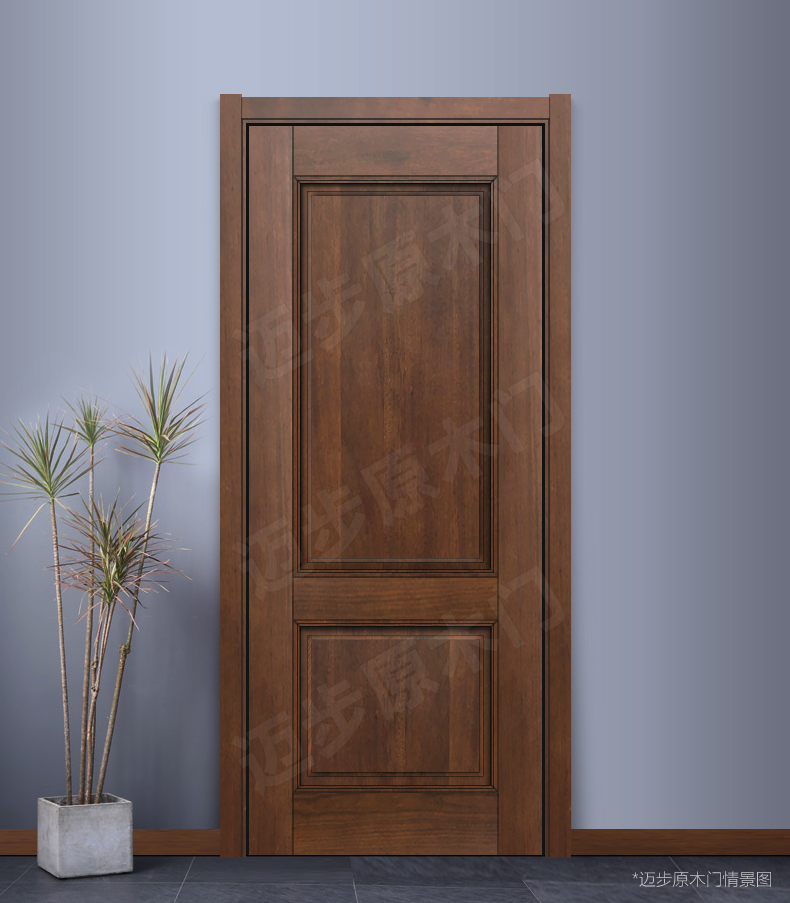 迈步原木门红胡桃纯实木烤漆门房间室内门环保卧室门新中式门定制(图24)