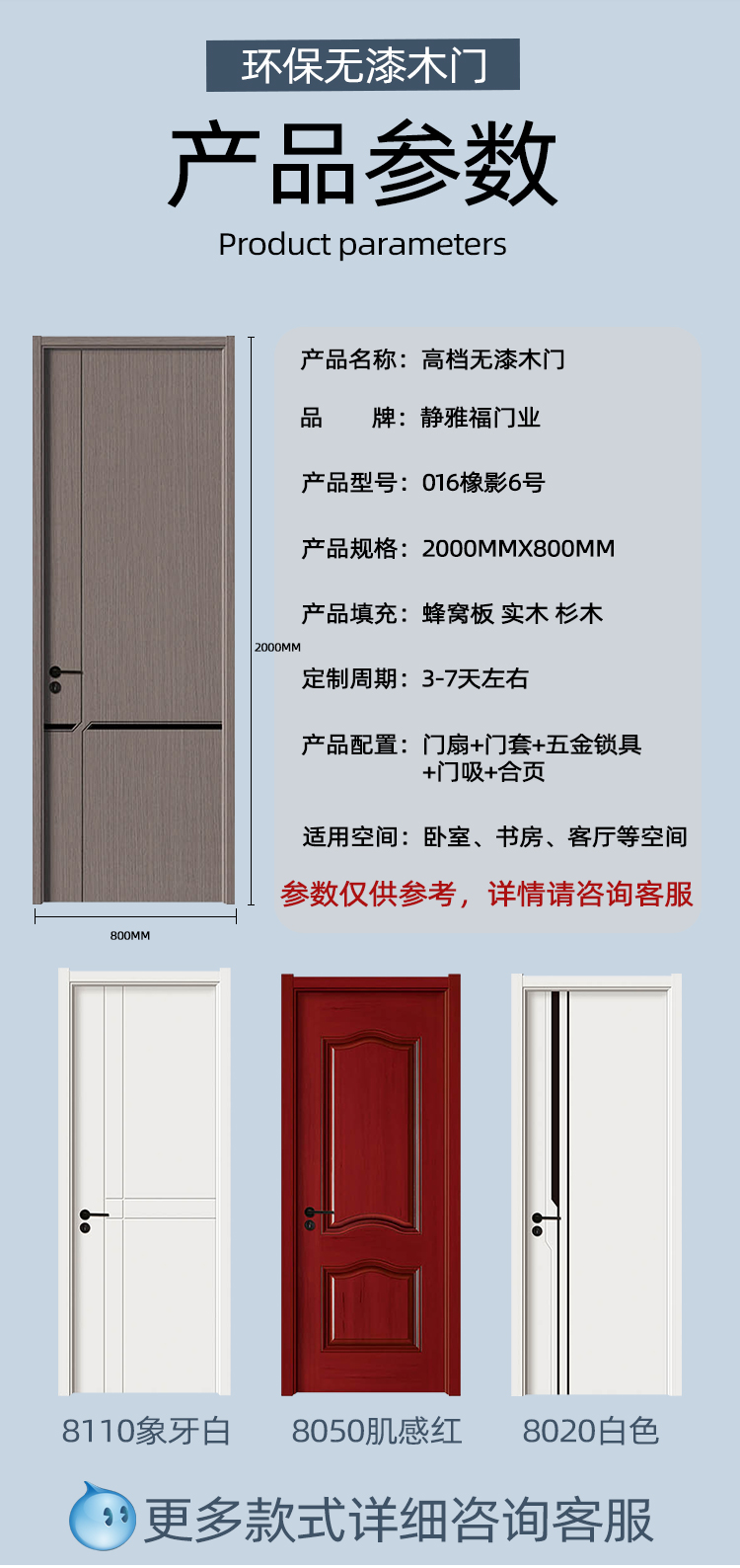 定制自装门无漆卧室门环保室内门实木复合木门现代风家用隔音房门(图7)