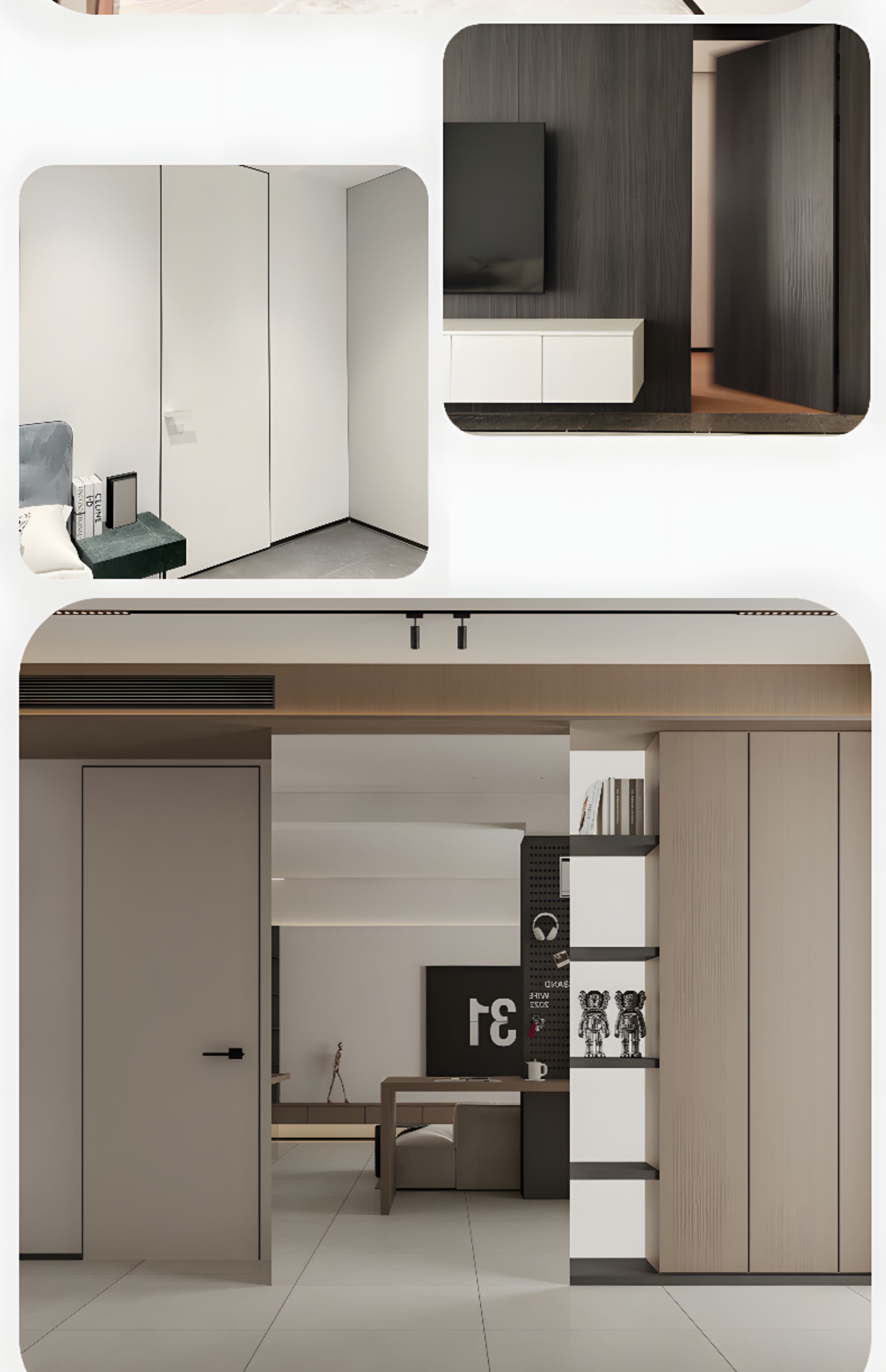 极简隐形门无框通顶门窄边铝木门室内实木门微水泥套装门暗门静音(图9)