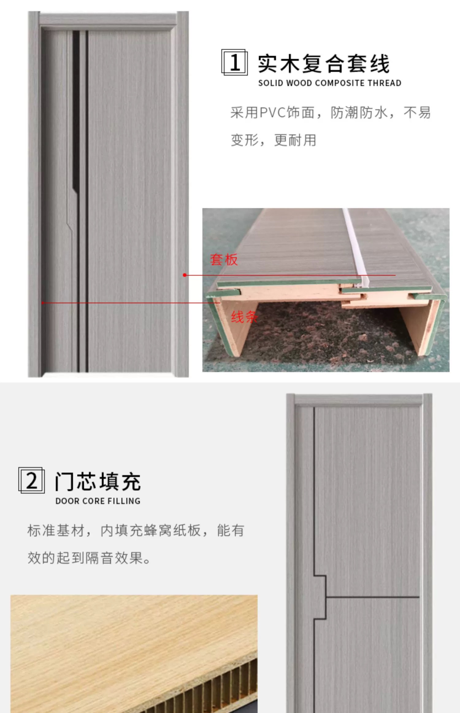 卧室门2024新款碳晶实木复合室内门现代房间门套装门隔音门定制(图4)