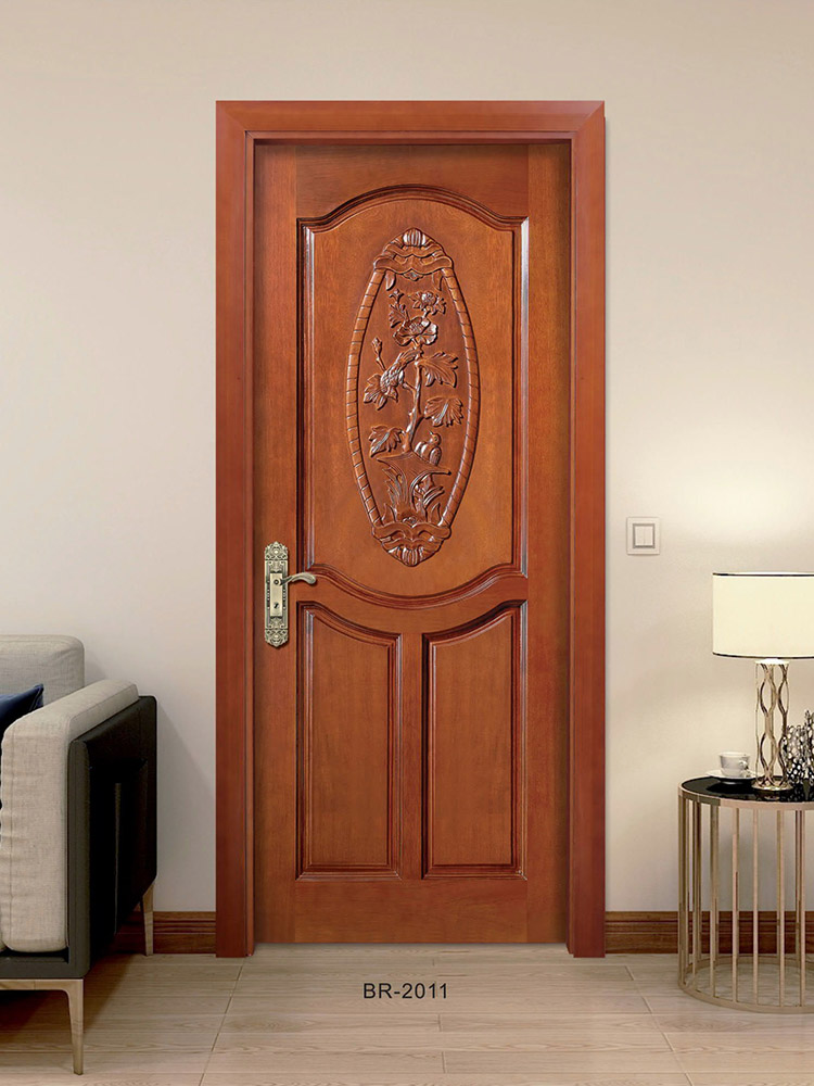 房间实木门烤漆入户门卧室门豪华雕花泰国进口橡木进户门室内门(图10)
