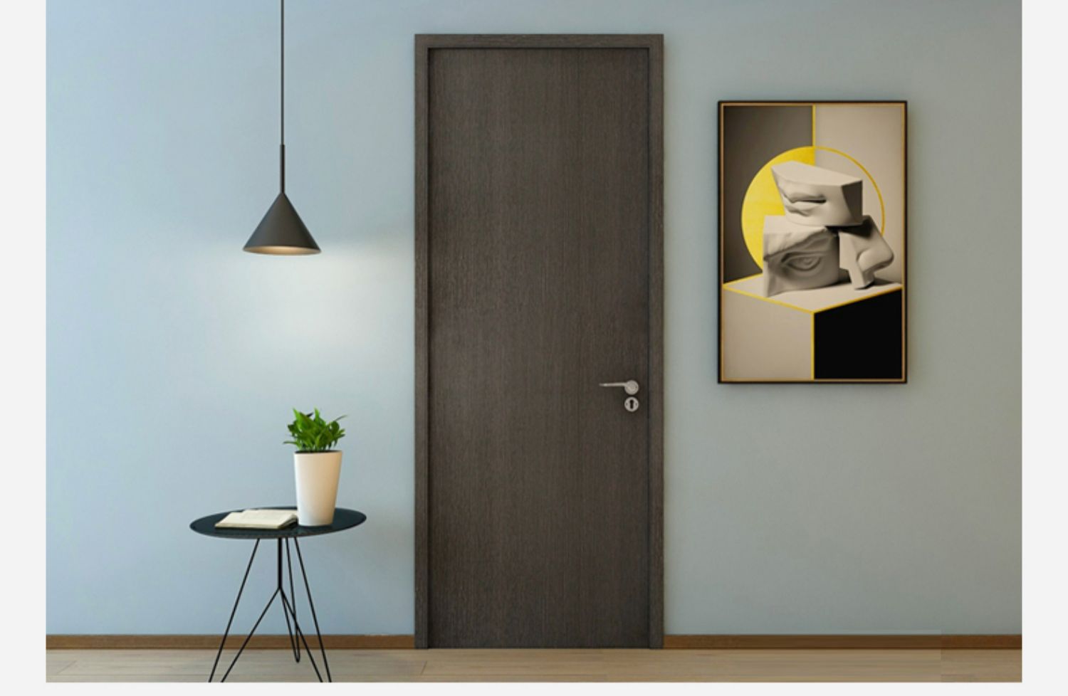 百安居室内门定制1299套餐 室内实木复合门平开门简约卧室门定做(图9)