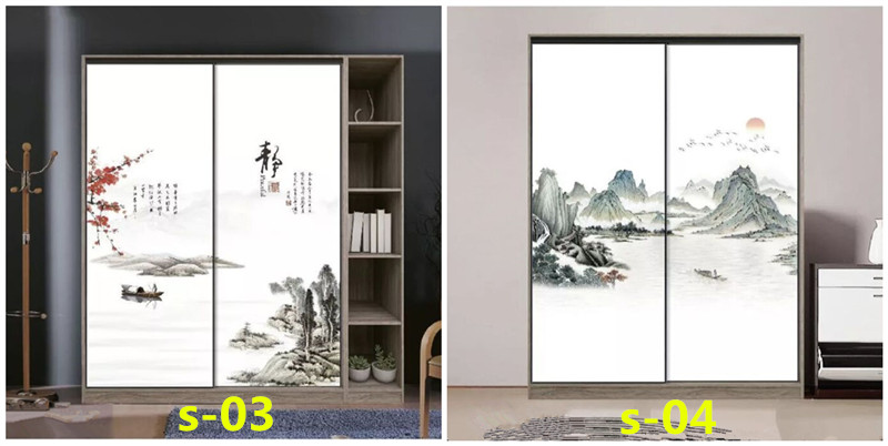水墨山水画推拉门定做新中式移门中国风彩绘衣柜门定制衣橱壁柜门(图10) 水墨山水画推拉门定做新中式移门中国风彩绘衣柜门定制衣橱壁柜门(图10)