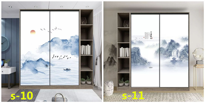 水墨山水画推拉门定做新中式移门中国风彩绘衣柜门定制衣橱壁柜门(图14) 水墨山水画推拉门定做新中式移门中国风彩绘衣柜门定制衣橱壁柜门(图14)