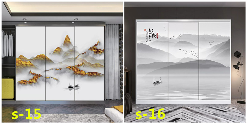 水墨山水画推拉门定做新中式移门中国风彩绘衣柜门定制衣橱壁柜门(图17) 水墨山水画推拉门定做新中式移门中国风彩绘衣柜门定制衣橱壁柜门(图17)