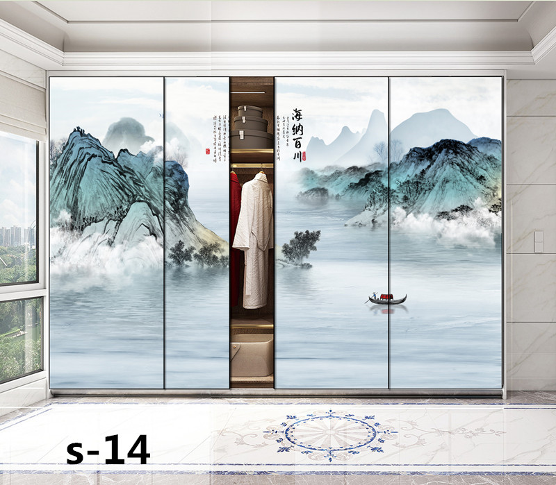 水墨山水画推拉门定做新中式移门中国风彩绘衣柜门定制衣橱壁柜门(图16) 水墨山水画推拉门定做新中式移门中国风彩绘衣柜门定制衣橱壁柜门(图16)