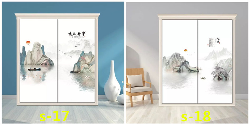 水墨山水画推拉门定做新中式移门中国风彩绘衣柜门定制衣橱壁柜门(图18) 水墨山水画推拉门定做新中式移门中国风彩绘衣柜门定制衣橱壁柜门(图18)