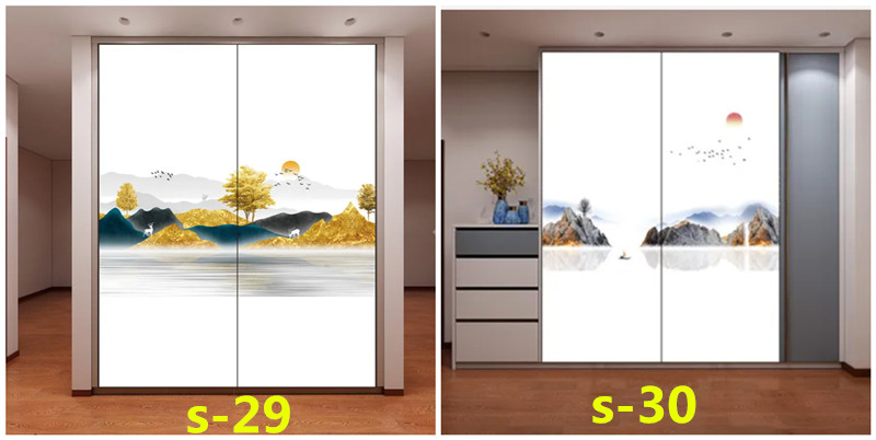 水墨山水画推拉门定做新中式移门中国风彩绘衣柜门定制衣橱壁柜门(图25) 水墨山水画推拉门定做新中式移门中国风彩绘衣柜门定制衣橱壁柜门(图25)